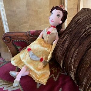 Disney Beauty And The Beast Belle Plush Doll - 10" Soft Velvety Bean Bag Sitting Doll - View #3